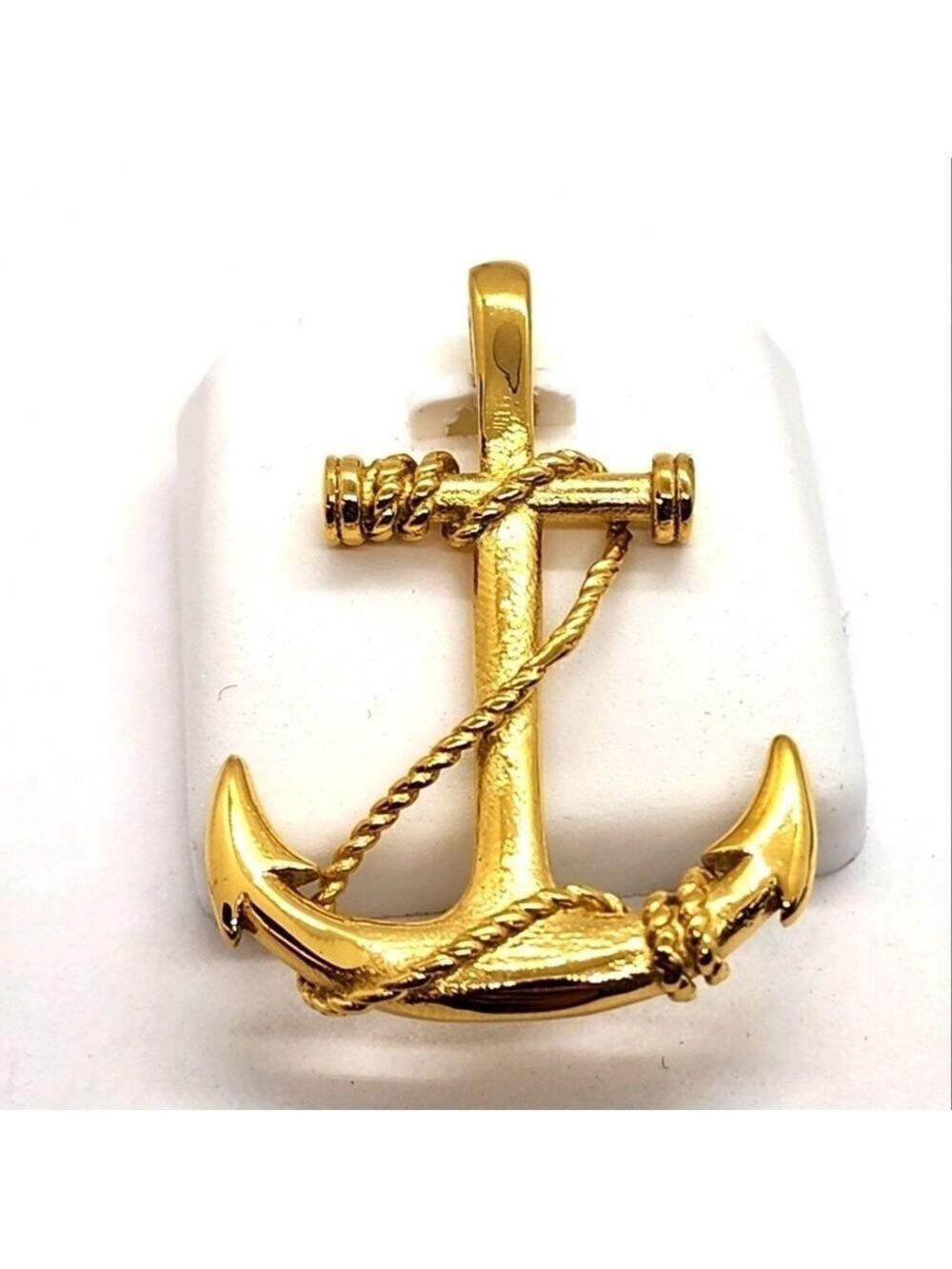 Stainless Steel Anchor With Rope Gold Tone